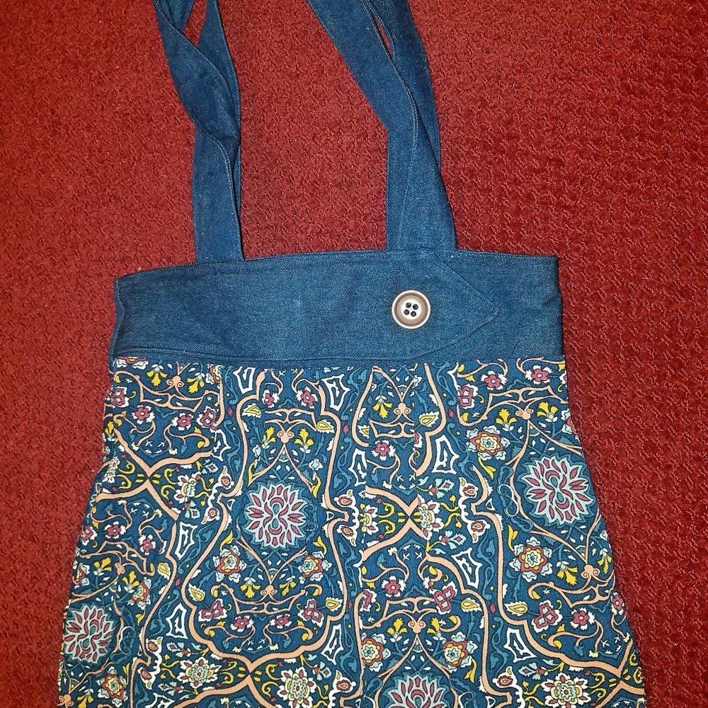 Handmade Denim Blue Paisley Boho Hippie Bag Purse